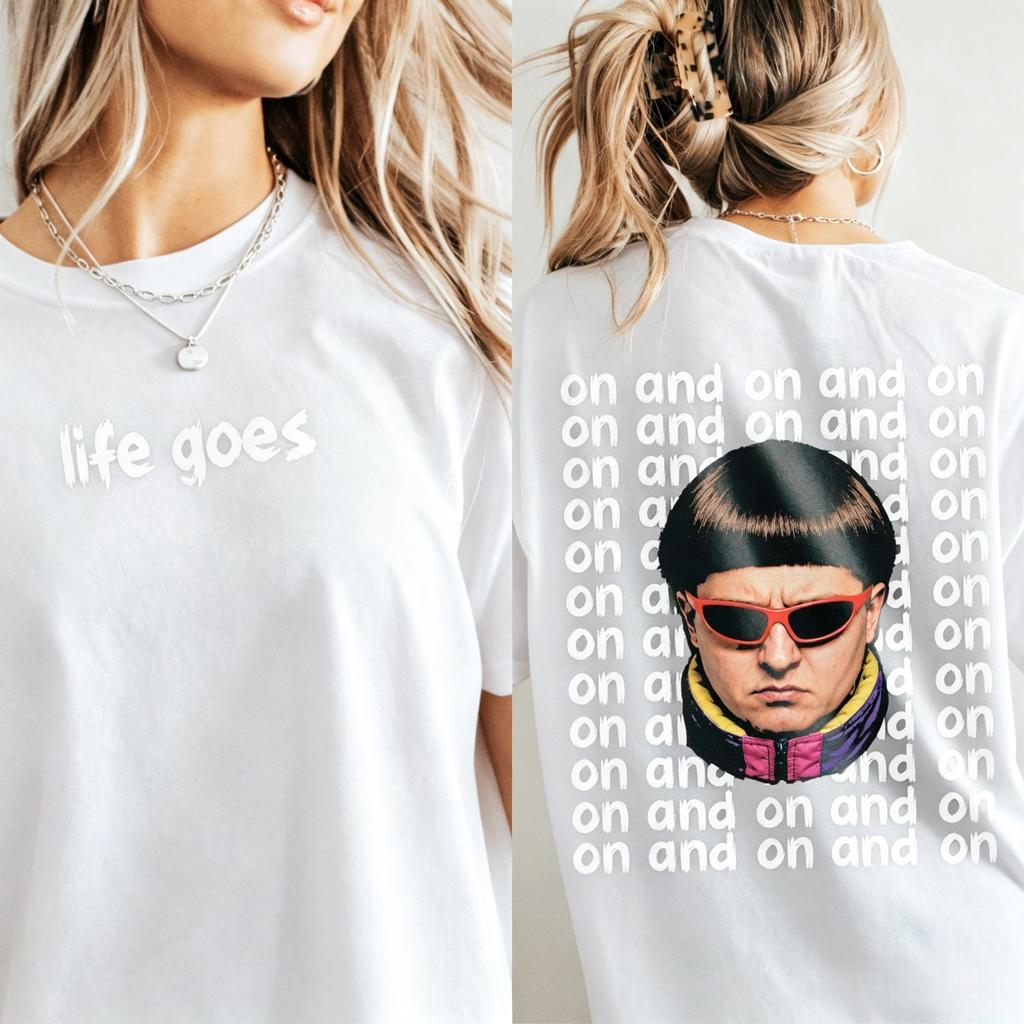Oliver Tree Life Goes On Printed T-Shirt, Pure Cotton, Y2K Music Fan T-Shirt, Men's and Women's Streetwear for Summer 2026