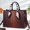 Crossbody Handheld Womens Bag With Crocodile Embossed And Silk Decoration Scarf