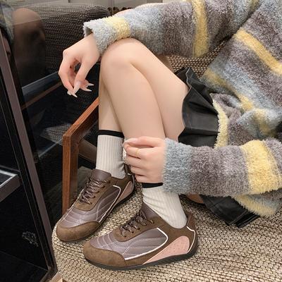 Ретро маленькие белые туфли женские 2025 новый осенний универсальные мягкие подошвы Agande тренировочные туфли нескользящие повседневные спортивные туфли