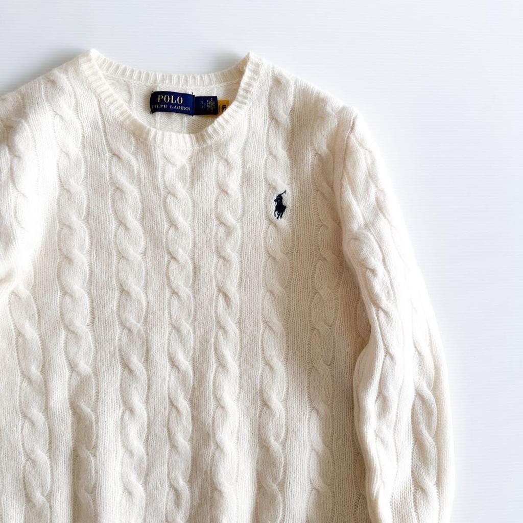 Б/у  [Кашемир] POLO RALPH LAUREN Косами Белый S Шерсть Кашемир