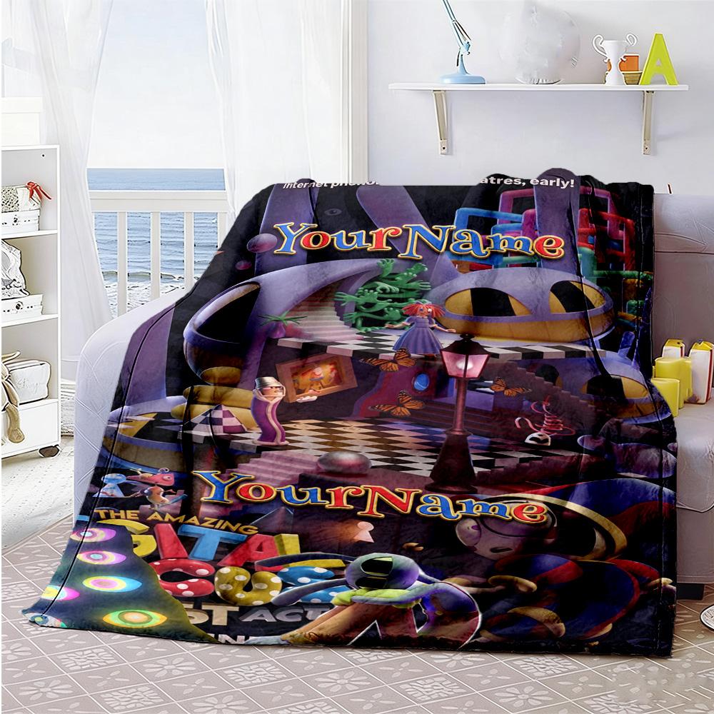 Digital Circus Customize Your Name Blanket Cozy Personalized Blanket Soft Warm Cozy Throw For Livingroom Living Room Couch Home Decor