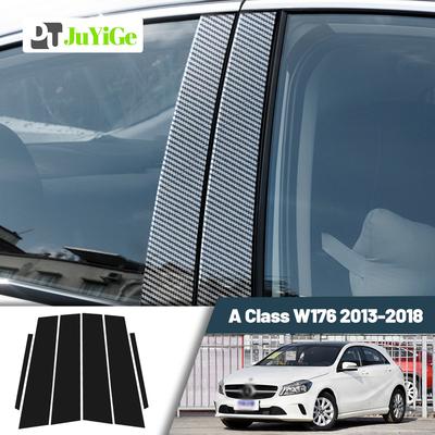 Glossy Black Carbon Fiber Window Door Deal B C Pillar Post Cover Sticker For Mercedes Benz A Class W176 2013-2018 2014 2015