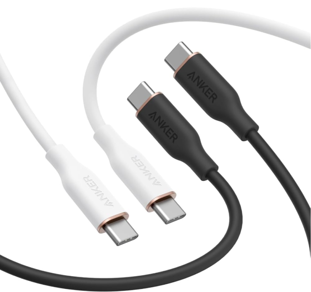 Anker PowerLine III Flow USB-C & USB-C Cable, 1.8m, 2-Pack (Black & White)