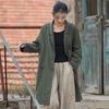 Johnature Women Vintage Ramie Cotton Tailored Coat Solid Color Long Sleeve Pockets Clothes Autumn Loose Coats