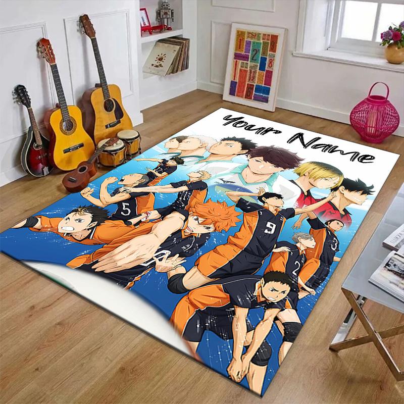 Custom Haikyuu Mat Personalized Name, Polyester Washable Indoor Entryway Rug, Gift for Christmas, Easter, Thanksgiving Day