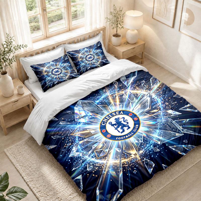 Bedding Set 1 Duvet Cover 2 Pillowcases Chelsea FC Print Bedroom Home Decoration