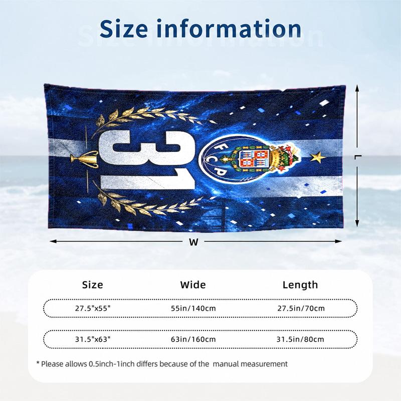 FC Porto Microfiber Beach Towel Quick Dry Sand Free Lightweight Beach Towels for Travel Swimming Camping