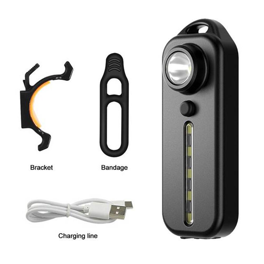 C-type Rechargeable Bicycle Tail Lamp Led Portable Flashlight Waterproof Emergency Torch Flashlamp Cycling Running Riding Hiking