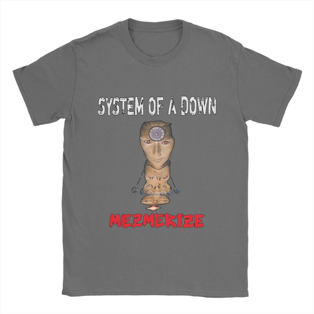 System of a Down Футболки для мужчин Музыка Винтаж Чистый хлопок Футболки Круглый вырез Короткий рукав Футболка Одежда больших размеров
