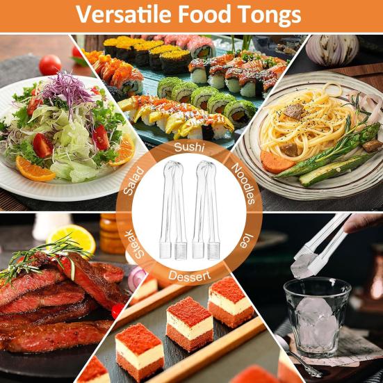 10 шт. акриловые сервировочные щипцы прозрачные одноразовые кухонные принадлежности для вечеринок, еды, шведского стола, 6,3 дюйма, гладкая ручка, нескользящая, многоразовая, салат, кейтеринг, лед