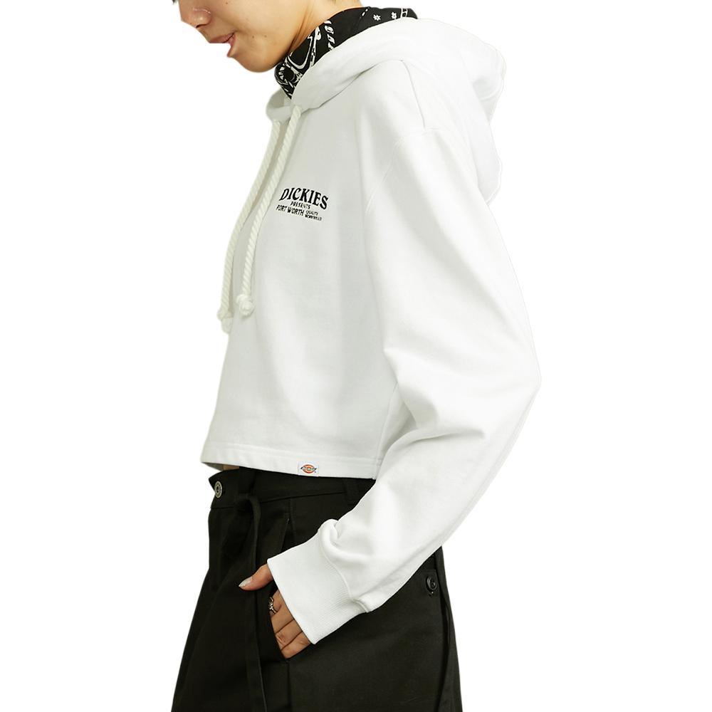 Dickies Повседневная укороченная толстовка с капюшоном и длинным рукавом для женщин Белая DK012326-C4D