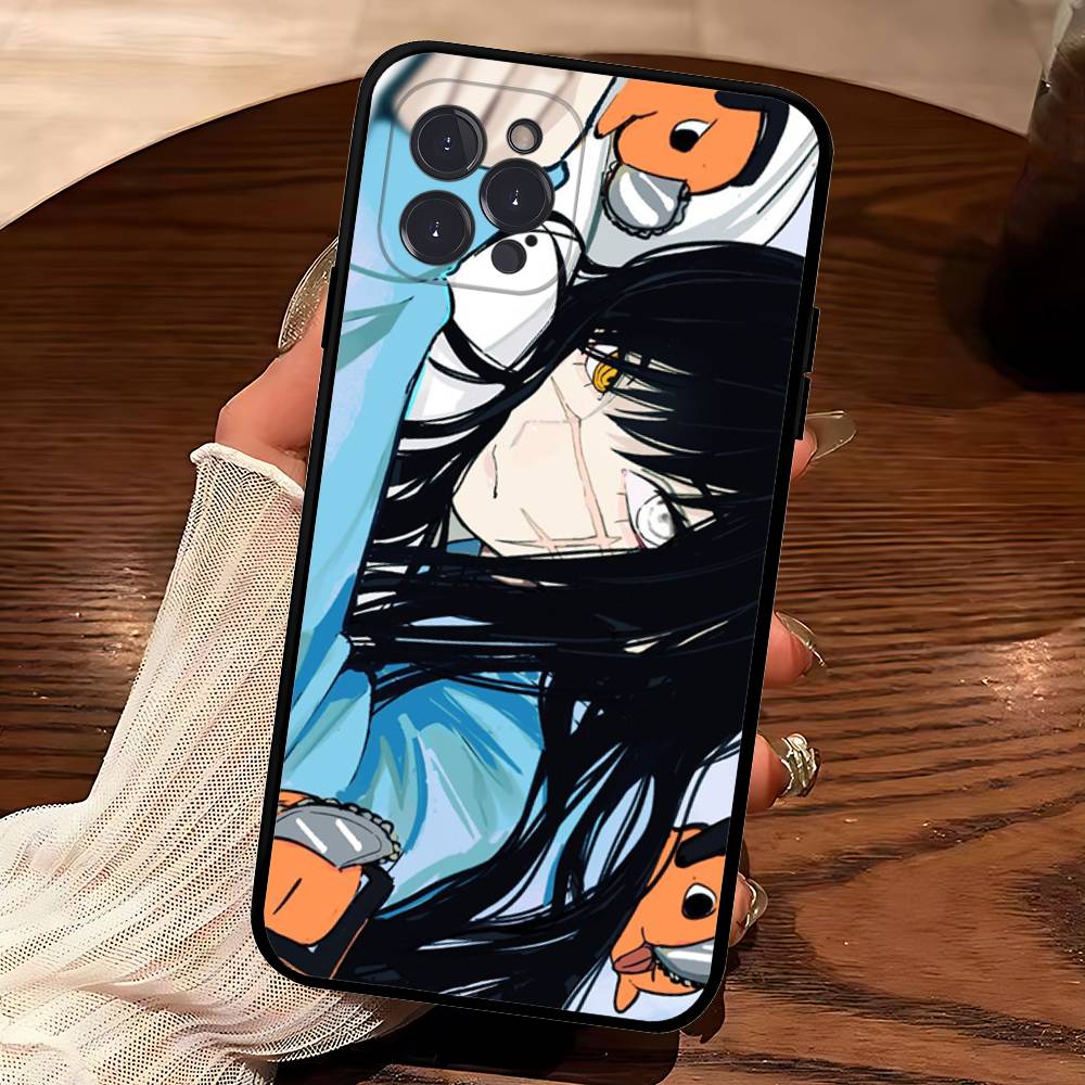 Чехол для телефона Аса Митака Человек с бензопилой Аниме Манга Для iPhone 16 15 17 13 14 12 11 Pro Max Plus Черный Чехол