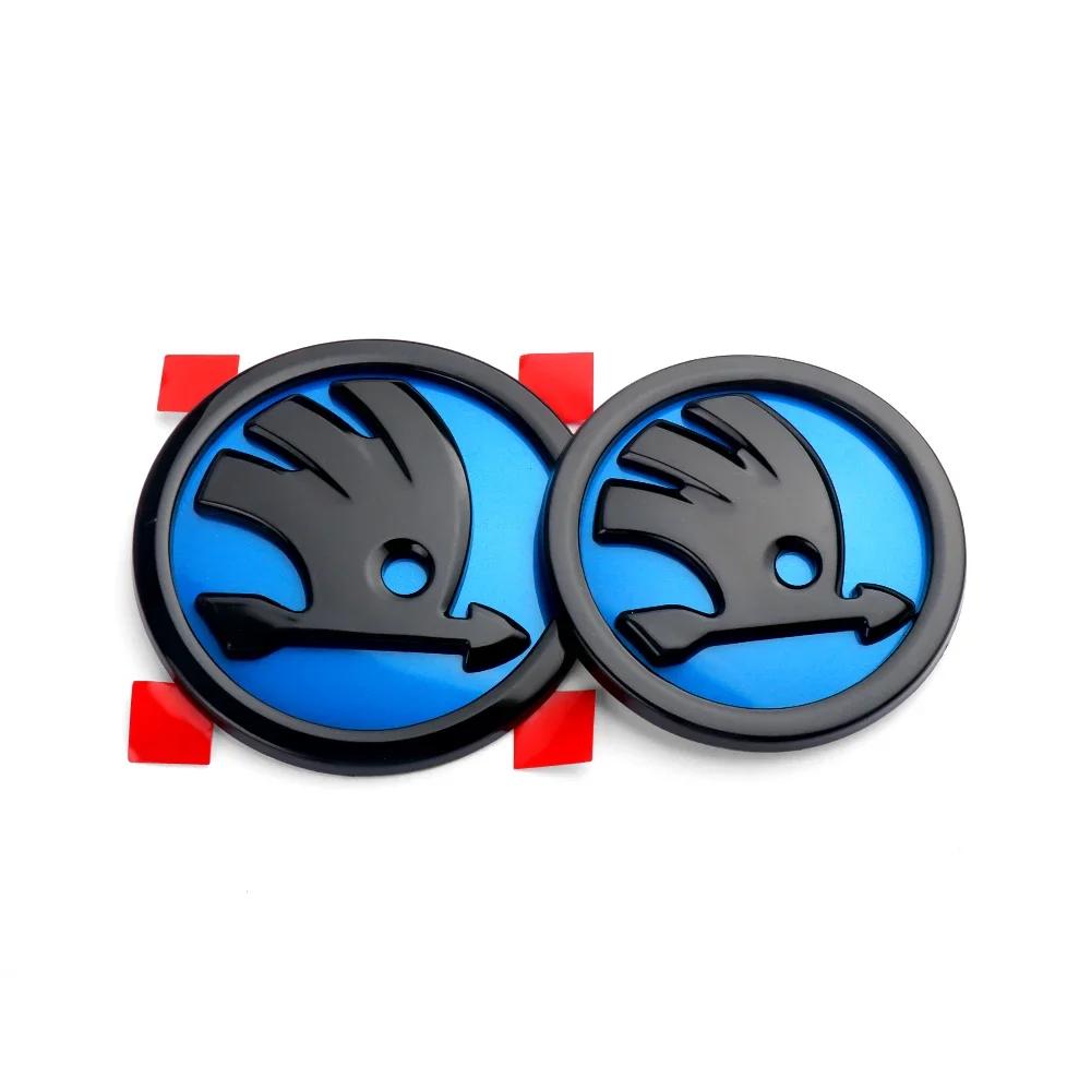 Car Sticker 2pcs 80/90/100mm Car Front Hood Badge Rear Trunk Emblem Sticker for Skoda Rapid Fabia Octavia 2 A7 Yeti Superb 3 A5