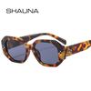 SHAUNA Ins, популярные модные многоугольные квадратные мужские солнцезащитные очки желейного цвета, оттенки UV400, ретро с заклепками, украшения, женские солнцезащитные очки