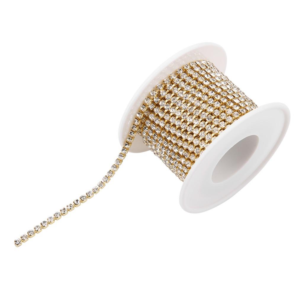 1pcs SS12 Rhinestone Chain Roll 10 Yards Close Cup Chain Trim Crystal Rhinestone Chain Sewing