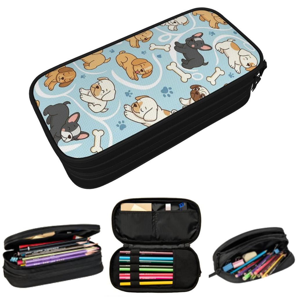 Dog Playful Canine Delightful Puppy Pencil Case for Studen Gifts Pen Box Pencil Bag Stationery Supplies Pen Holder Bag