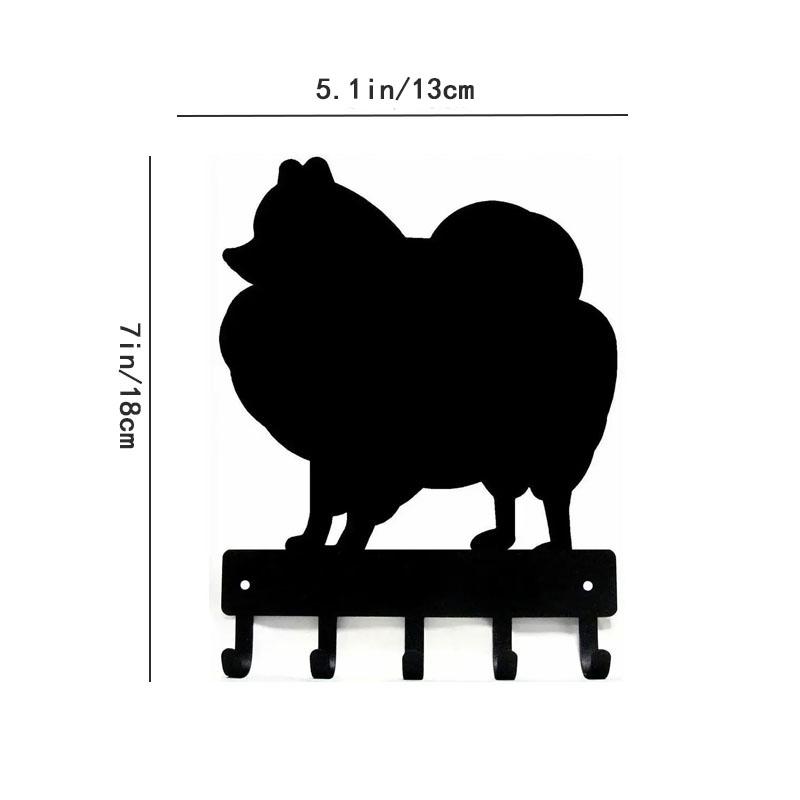 Pomeranian Dog Keychain Holder: Metal Pendant Wall Art Home Decor with Wall-mounted Hooks for Key Storage and Display