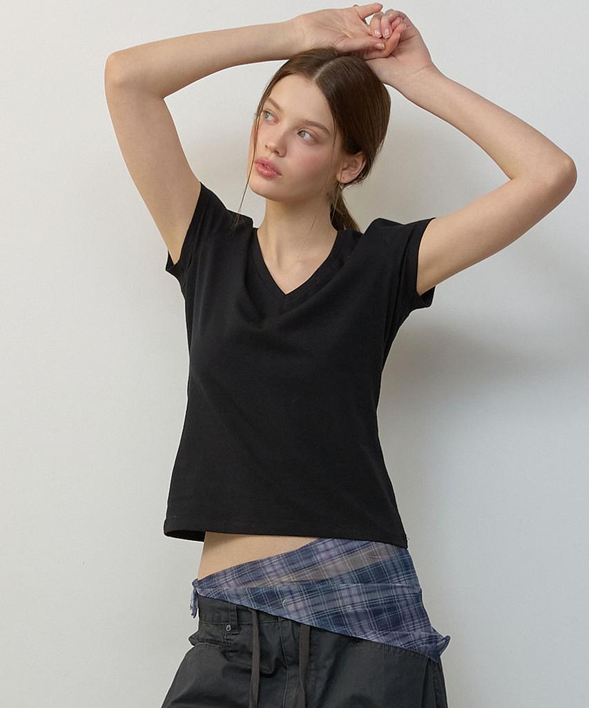 CITYBREEZE Logo Label V-Neck Short Sleeve T-Shirt_6 Colors