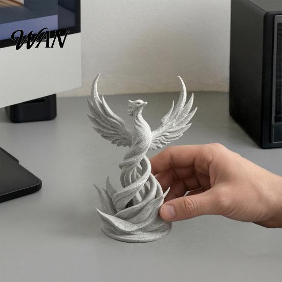 Asian-inspired Decor Piece Phoenix Rising Sculpture, 3D Printed Bird Figurine, Mythical Creature Desk Ornament Decoration with Wings for Desk,