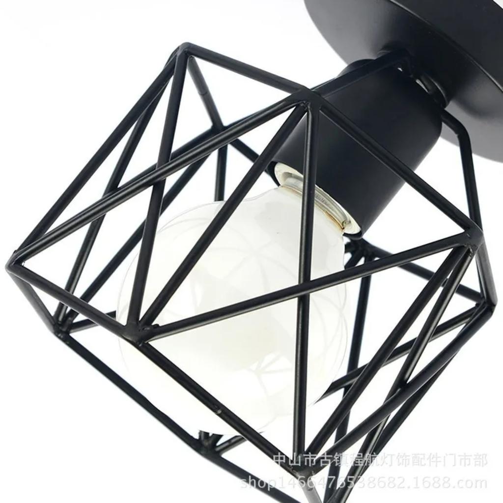 New Industrial Ceiling Lamp Shade Fixture Hallway Entrance Aisle Porch Square Iron Chandelier Pendant Light WY507