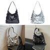 Fashionable Small Square Bag With Bright Sequins And Polyester Lining For Street Style Outfits