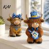 Handcrafted Desk Accessory 2Pcs Magic Cow Figurines, Creative Resin Animal Statue with Wizard Theme, Gift for Lovers Shelf Home Decor, 2-Pack, Unique
