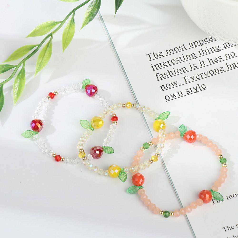 Милый подарок, прекрасный фруктовый браслет из бисера и кристаллов, эластичные веревочные браслеты, браслеты из стекла и кристаллов