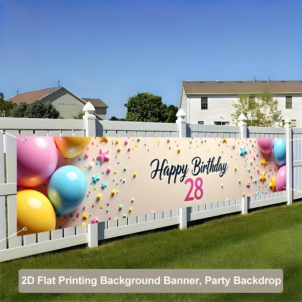 Happy 28th Birthday Anniversary Banner, Durable Polyester Outdoor Indoor Festival Party Photography Backdrop