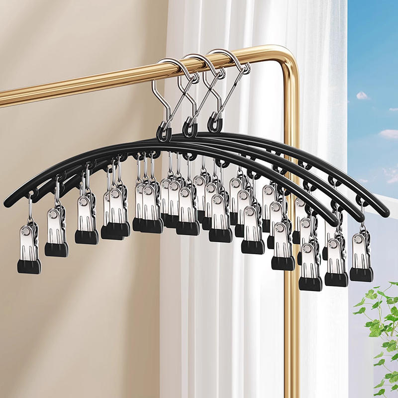 10 Clips Stainless Steel Sock Clip Pace-Saving Arc Sock Drying Rack Windproof Non-slip Clothes Rack Underwear Clip Towel Hanger