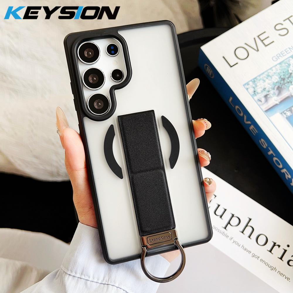 KEYSION Магнитный чехол для телефона Samsung Galaxy S23 S24 25 Ultra Полупрозрачный Матовый Силикон+ПК Вертикальная Подставка Противоударная Задняя Крышка