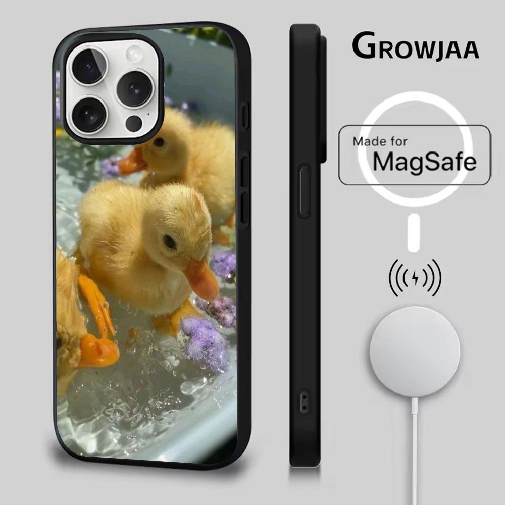 Желтая Утка Милый Чехол Для Телефона Для iPhone 16e,16,15,14,13,12,11,Plus,Pro,Max,Mini Магнитная Беспроводная Зарядка Magsafe