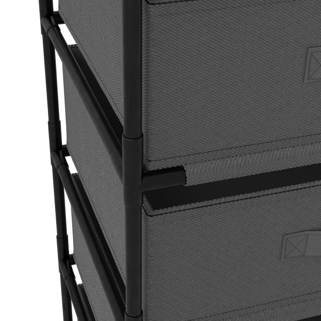 Storage Shelf with 4 Fabric Bins Steel Gray