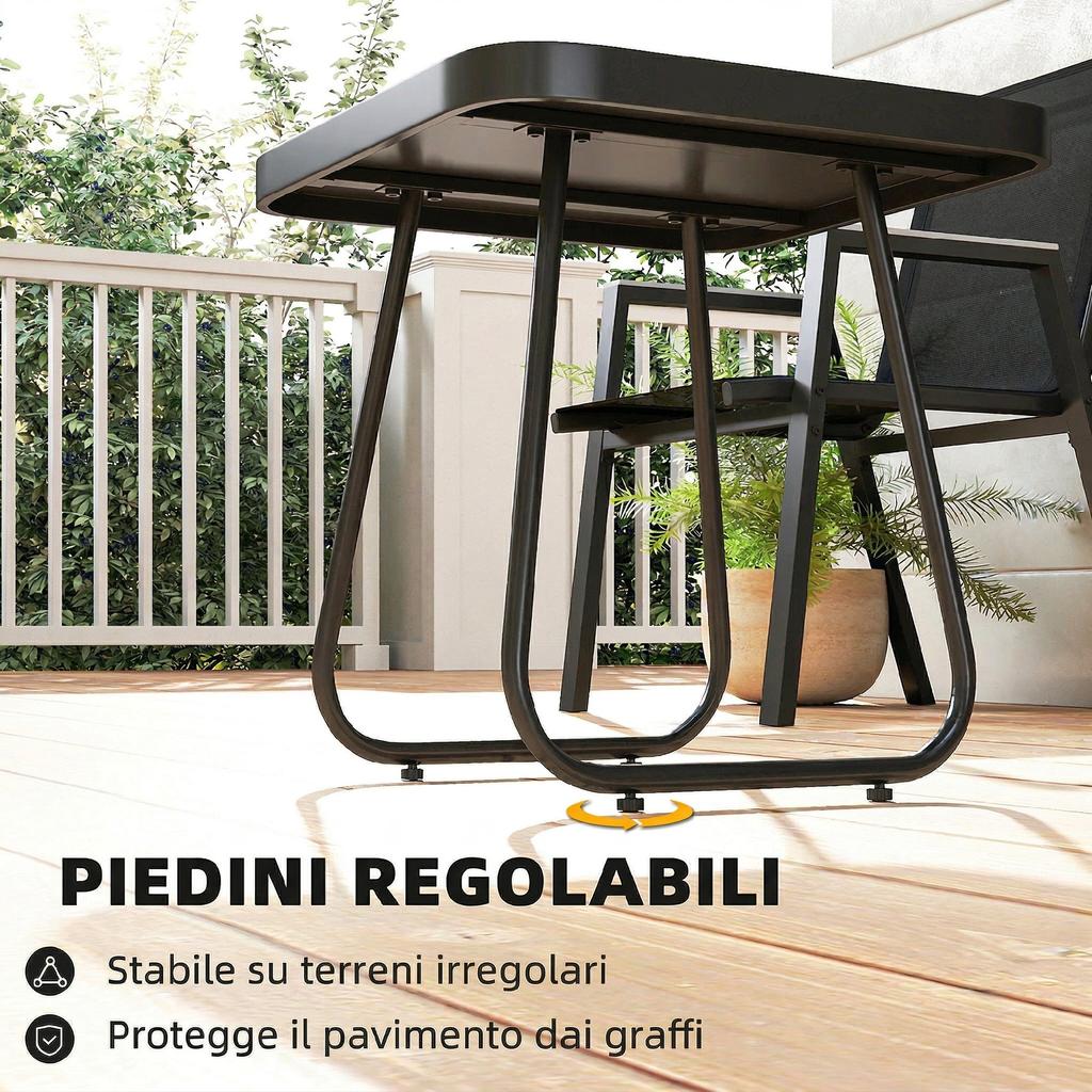 3-Piece Outdoor Bistro Set, Small Table with Adjustable Feet