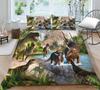 Постельное белье с принтом свирепого зверя и динозавра, пододеяльник и наволочка, полноразмерный цветной мультяшный рисунок динозавра, удобное и роскошное украшение для дома