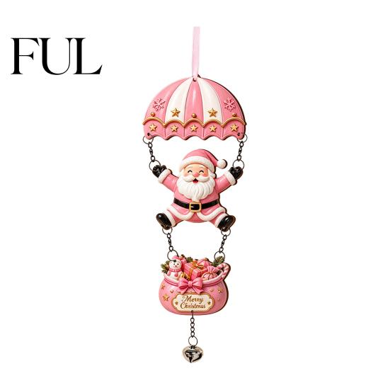 Skydiving Christmas Ornaments Santa Claus/Gingerbread Man Ornament, 2D Flat Wooden Pendant with Winter Holiday Decorations Hanging String and Bell for
