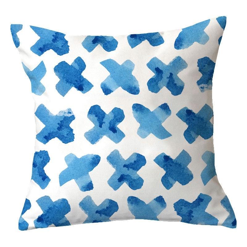 New Outdoor Blue Geometric Plush Pillow Cover Home Fabric Sofa Pillow Cushion Cover Design