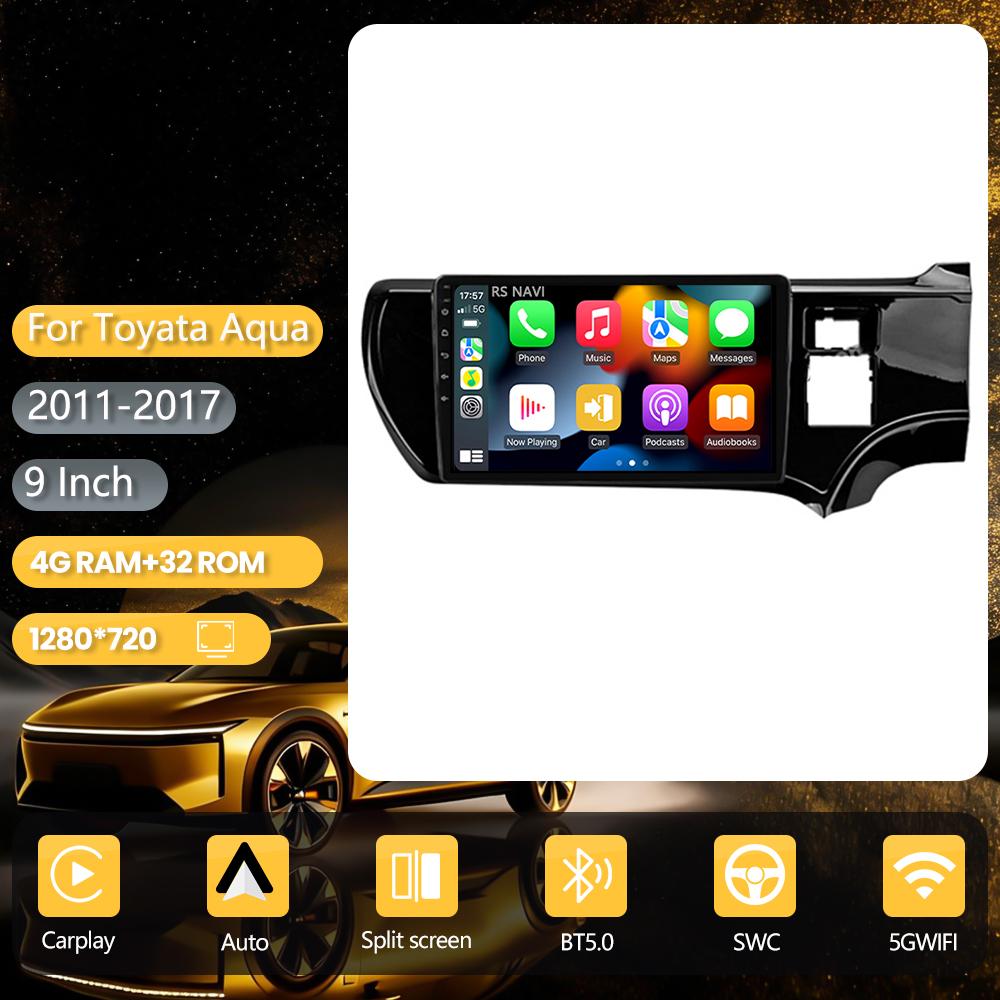 Android 16 pour Toyota Aqua 2011 - 2017, Carplay Auto, écran 2K, autoradio multimédia, autoradio stéréo 2 din, Plug and Play