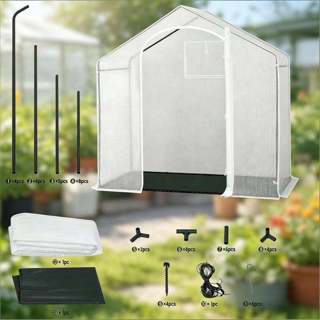 Patio Greenhouse, Greenhouse with Roll-Up Arch Zipper Door, Plant Winter Tent, Outdoor Greenhouse