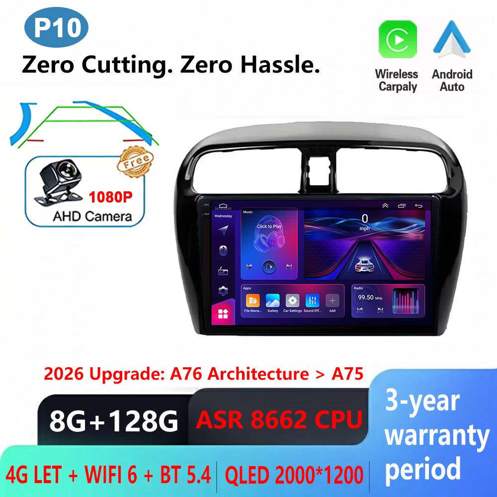 Android 16 For Mitsubishi Mirage 6 Attrage 2012-2018 Car Radio Multimedia Player GPS Navigation Carplay android Auto QLED Screen