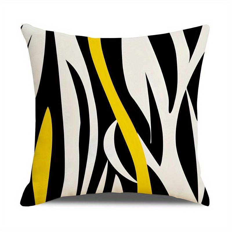 Yellow Black Geometric Design Digital Printing Pillow Cover Short Plush Suitable Living Rooms Bedrooms Sofas Throw Cushion Cover