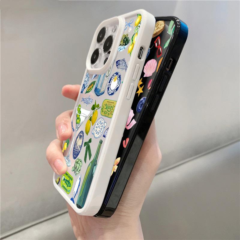 Пейзаж у моря Вино Лимон Чехол для телефона для IPhone 16 15 14 13 12 11 Pro Max 16E X XR XS Max 7 8 16 Plus SE2 Ударопрочная Мягкая Обложка