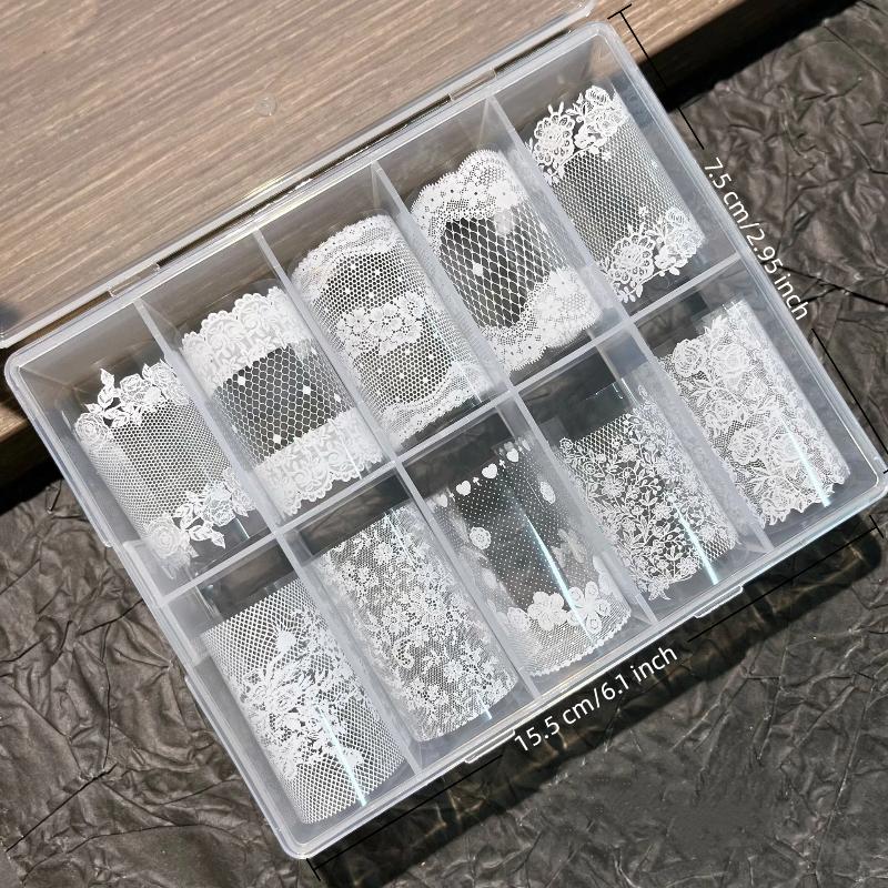 10 Рулонов Сексуальные Кружевные Цветочные Фольги Для Ногтей Transfer Paper Sliders Цветочные Наклейки Декорации Для Маникюра Наклейки Для Маникюра