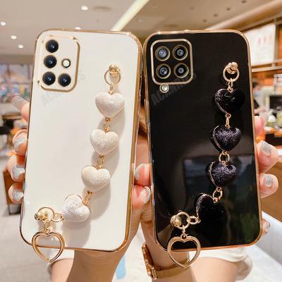 Чехол-браслет в форме сердца 12 22 42 для Samsung Galaxy A12 A22 5g A42 A31 A51 A71 4g M51 A50 Силиконовый чехол с покрытием-цепочкой