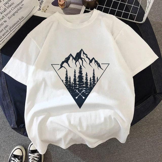Summer White T Shirt Dark Forest Mountain Adventure Harajuku Shirts Short Sleeve Tops Female Clothing