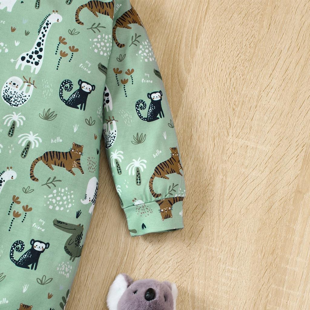 Младенцы Детские Милые Животные Полный Принт Комбинезон Повседневный Длинный Рукав Комбинезон