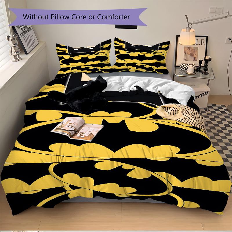 Batman Symbol Pattern Print 3Pcs Bedding Setduvet Cover With 2 Bedropillowcase Home Birthday Gift