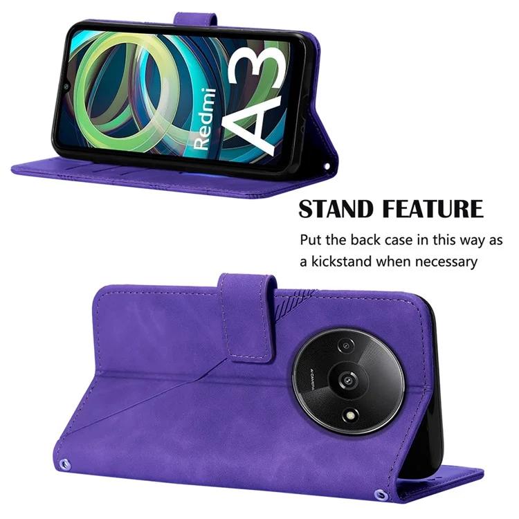 YB Imprinting Series-1 для Xiaomi Redmi A3/Poco C61 4G чехол с рисунком линии защитный кожаный чехол-бумажник для телефона