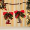 Christmas Tree Ornament Bow Pine Branches Decorative Bells Home Ambiance Doorway Wind Chime Decoration Christmas Theme Party Decor Gift
