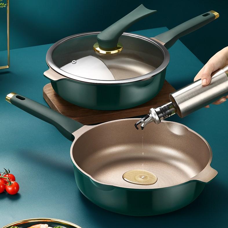 Глубокая сковорода, сковорода Maifanshi с антипригарным покрытием, сковорода для овощей, бездымная индукционная плита, газовая плита, сковорода с плоским дном.