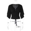 Women's European Deep V-Neck Short Sleeve Tie-Waist Slim-Fit Summer Top